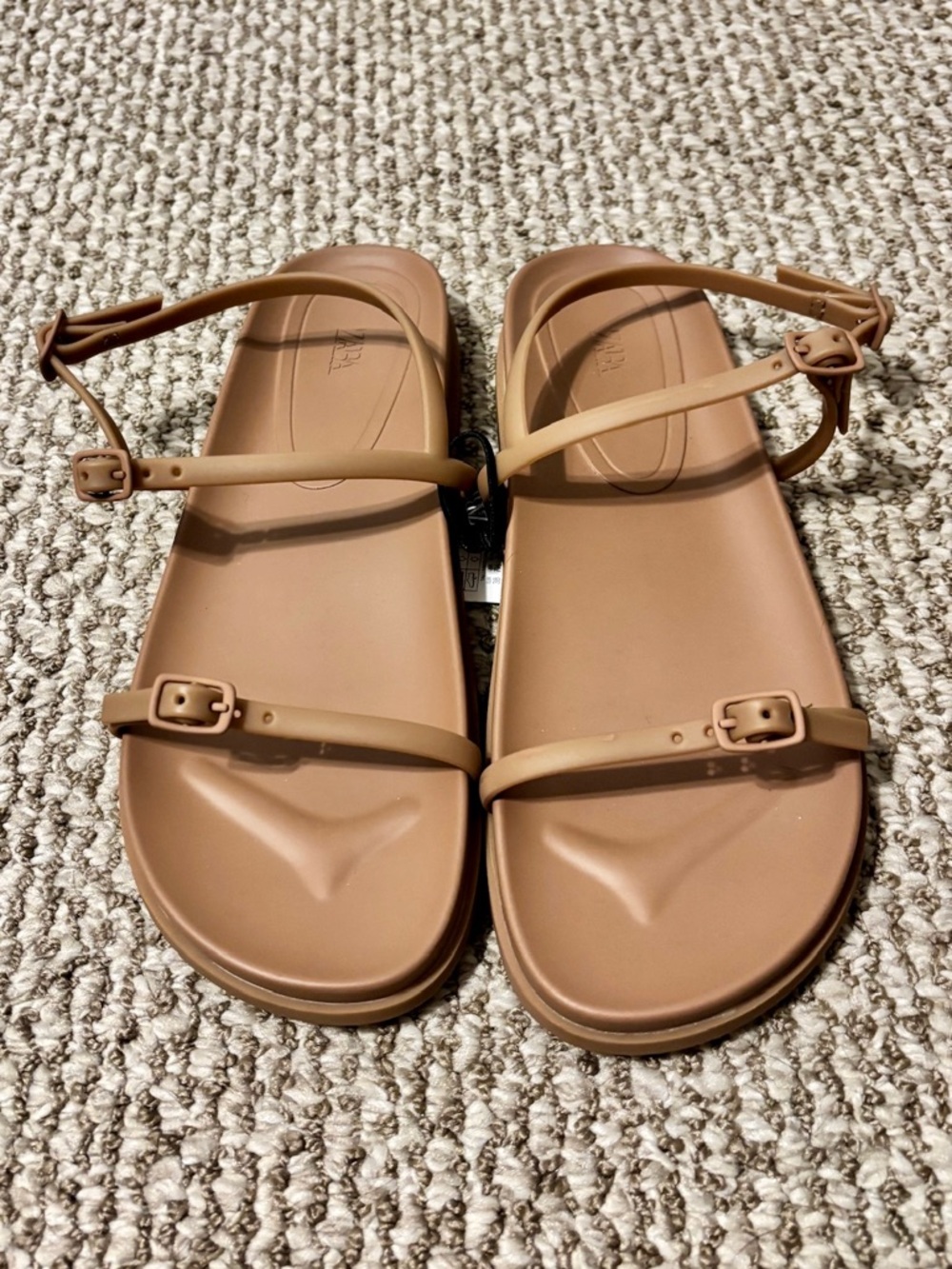 NWT - ZARA Women's Strappy Nude Sandals - Size 38 / 7.5